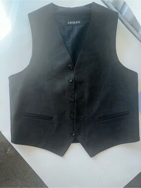 Adolfo Black Men's Tailored Dress Vest